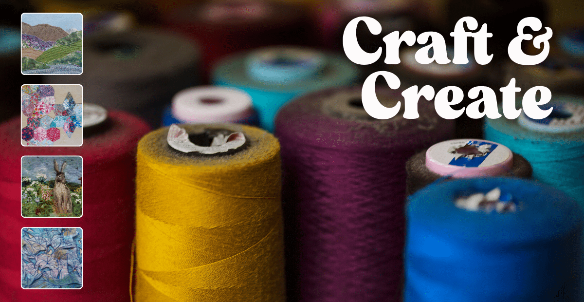 Image of cotton reels and completed crafts